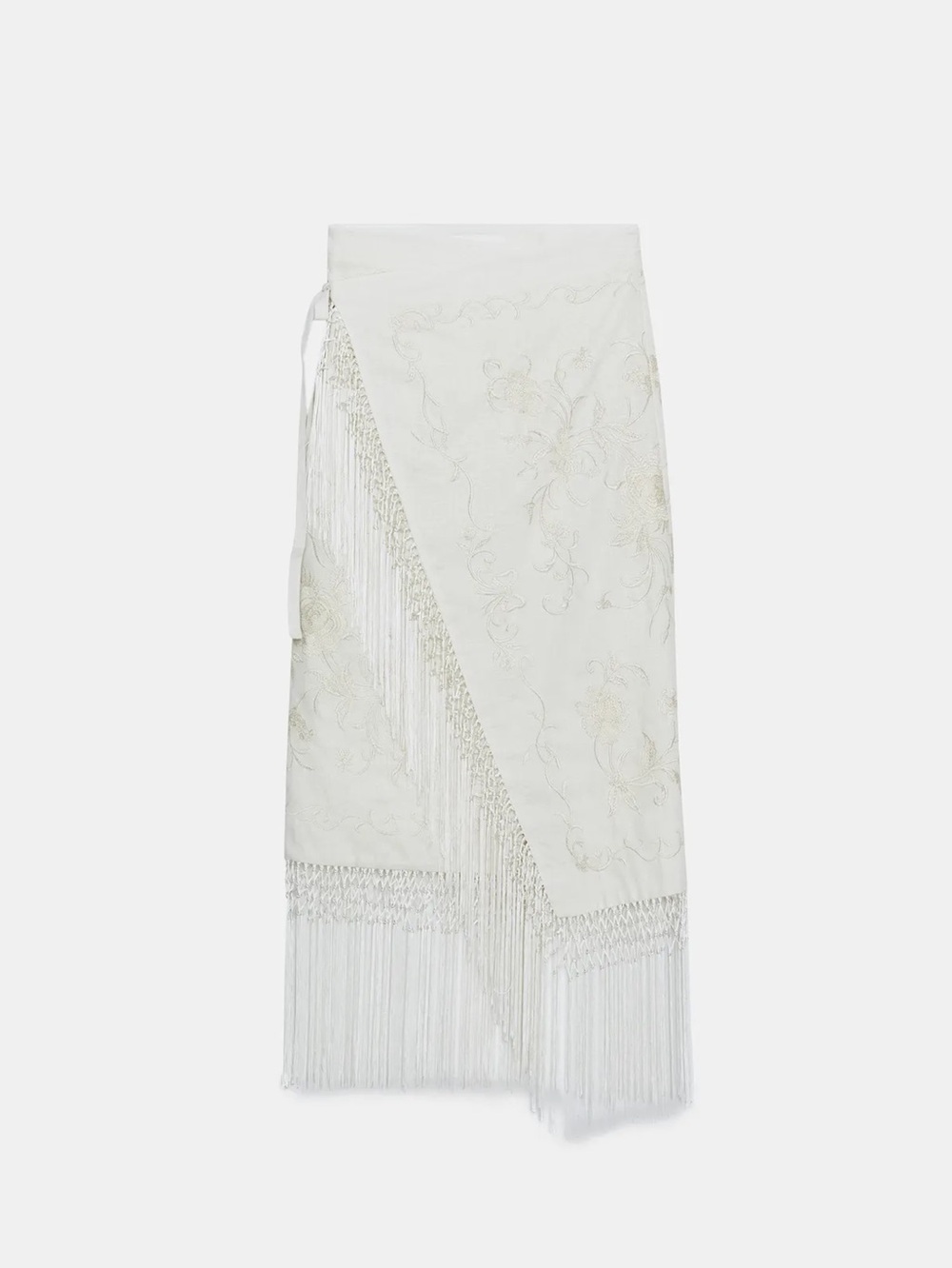 Zara ZW COLLECTION 100% LINEN EMBROIDERED MIDI SKIRT - Picture 2 of 11